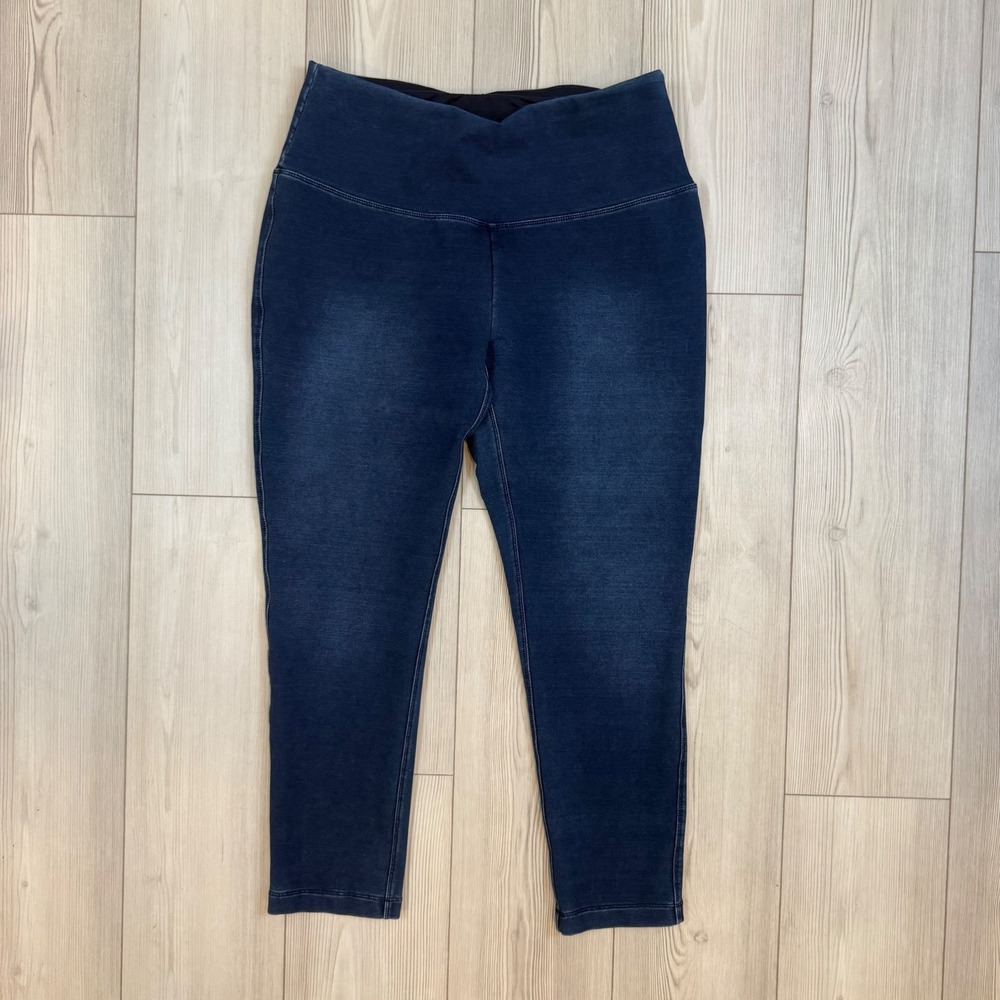 Chicos Zenergy Womens Indigo Denim Look Leggings High Rise Blue Size 2 L 12-14